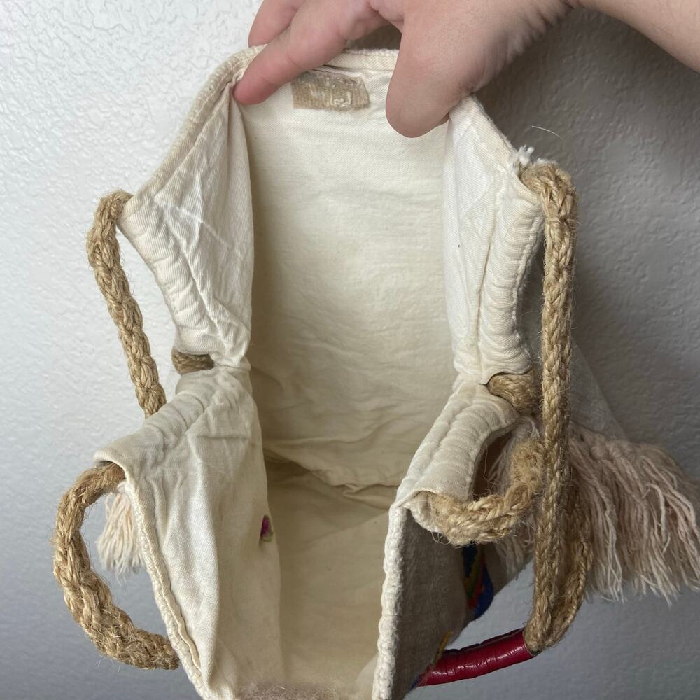 Boho Canvas Shoulder Bag w/ Fringe - Picture 9 of 9